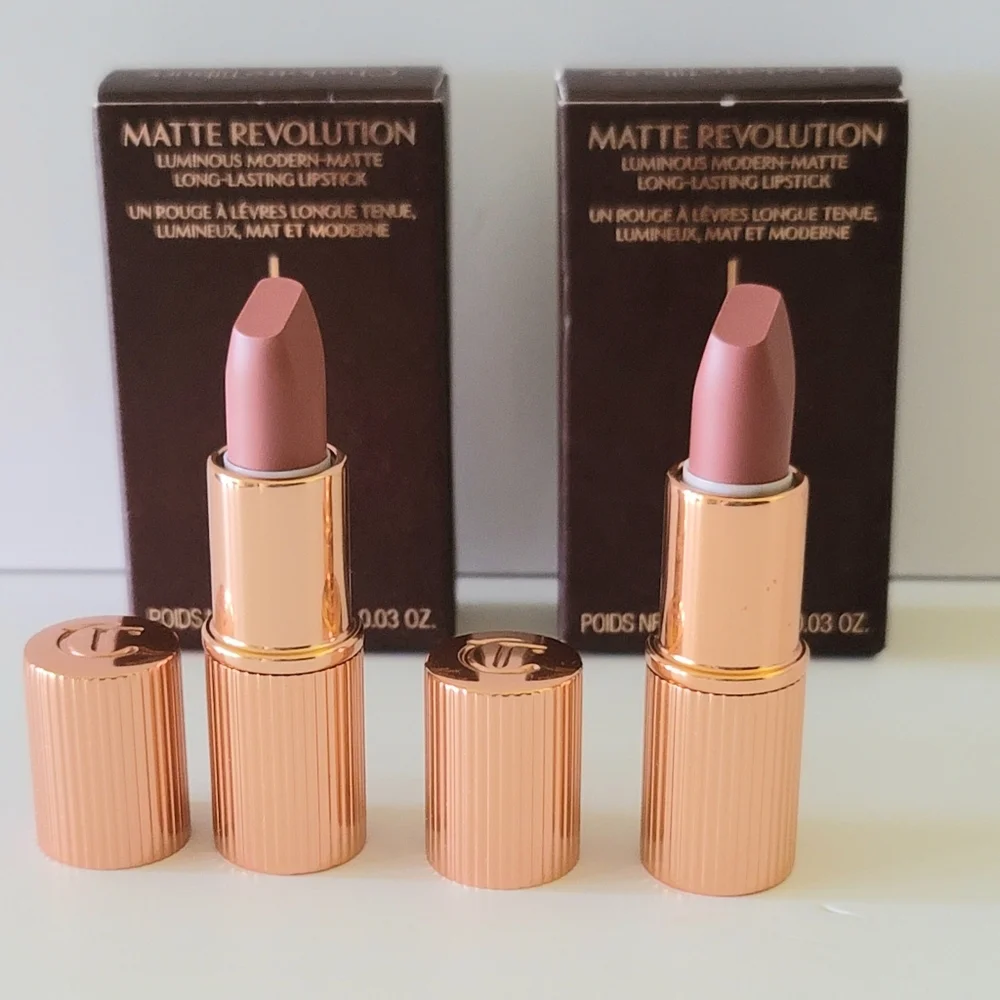 2 Charlotte Tilbury Matte Revolution Lipstick - Pillow Talk - Mini Size - NIB